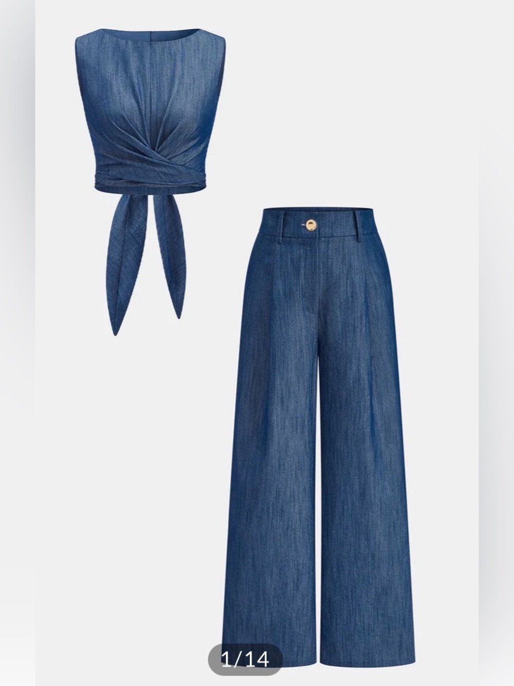 Commense Cross -Tie crop top & Wide Leg pants set